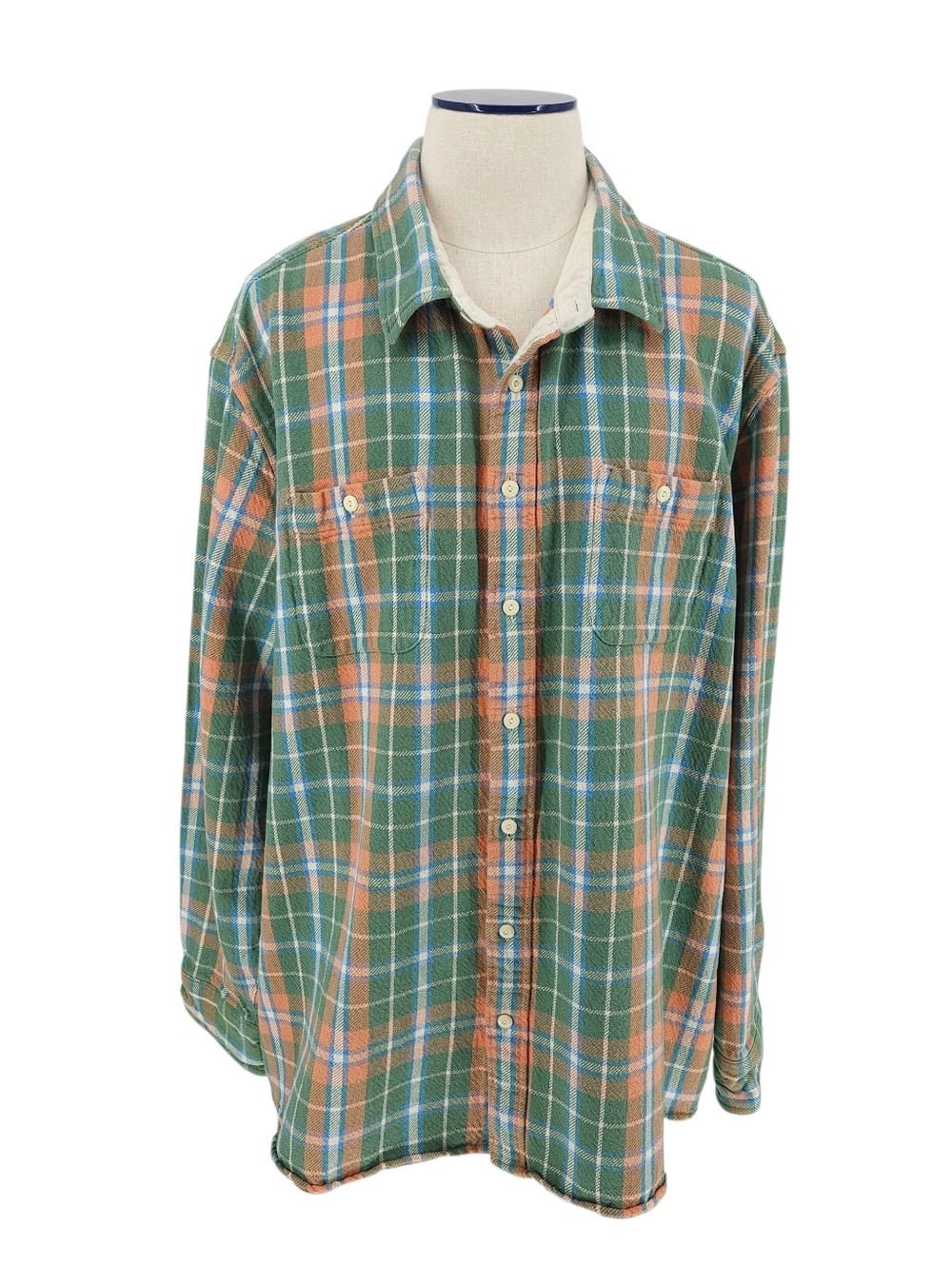 Faherty The Surf Flannel Shirt Forest Hollow Plaid Long Sleeve Button Mens 4XL